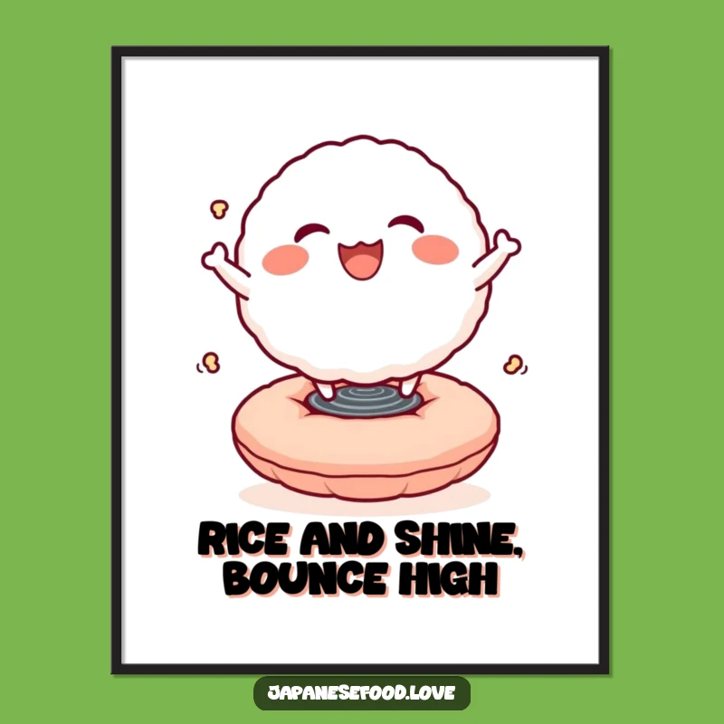 Funny Free Printable Rice Ball Wall Art: Joyful Bouncing Character