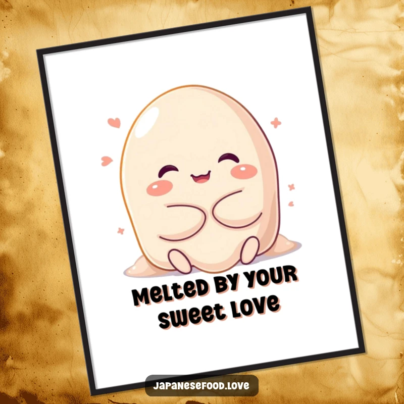 Funny Free Printable Wall Art: Happy sweet mochi character melting into a big, gooey, comforting hug.