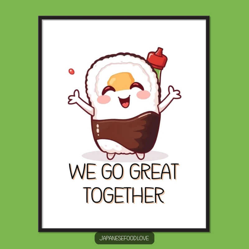 Funny Free Printable Wall Art: Sushi Roll Hug, Quirky Foodie Downloadable Decor