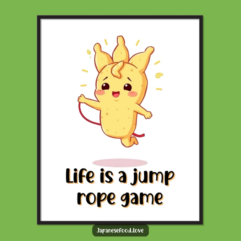 Funny Free Printable Wall Art: Jumping Tempura! Add Energetic Downloadable Decor to Your Space.