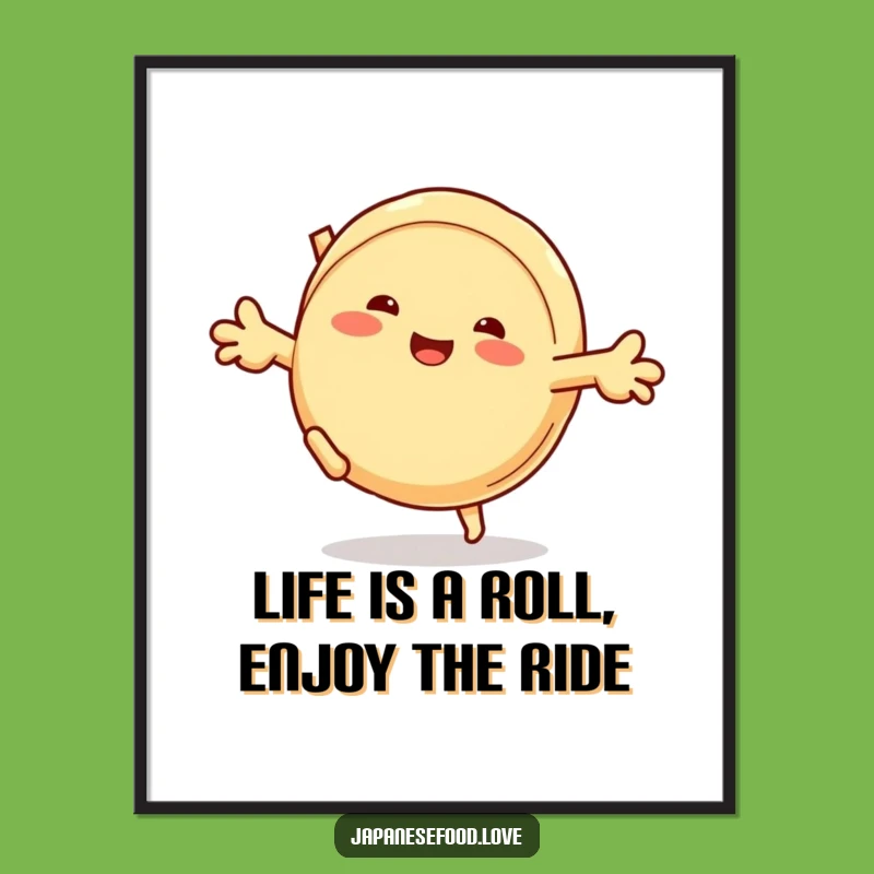 Funny Steamed Bun Cartwheel Free Printable Wall Art - Humorous Foodie Downloadable Decor