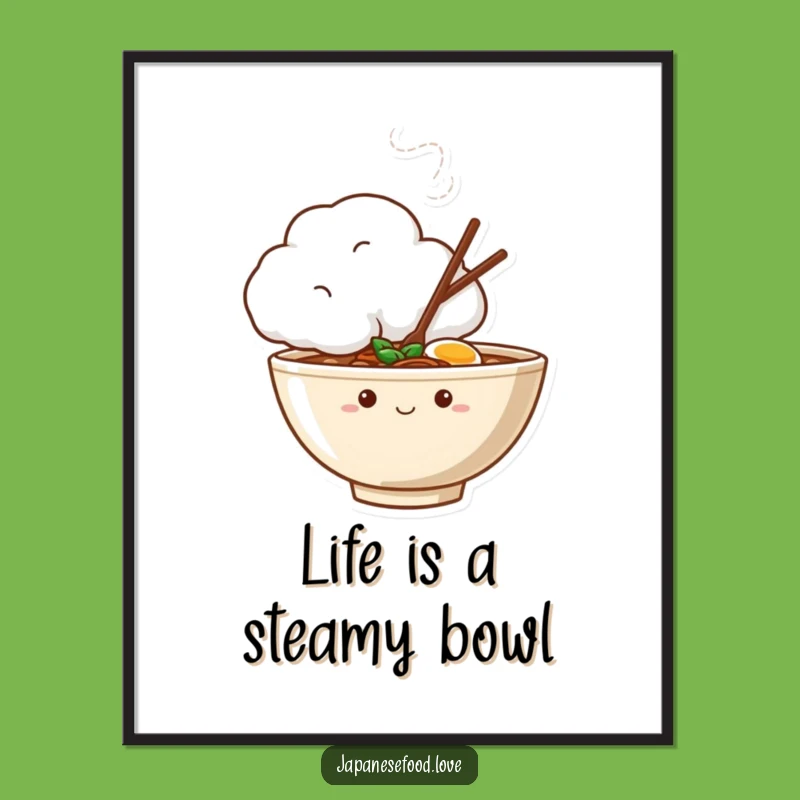 Funny Free Printable Wall Art: Shy Ramen! Add Cozy Downloadable Charm to Your Room.