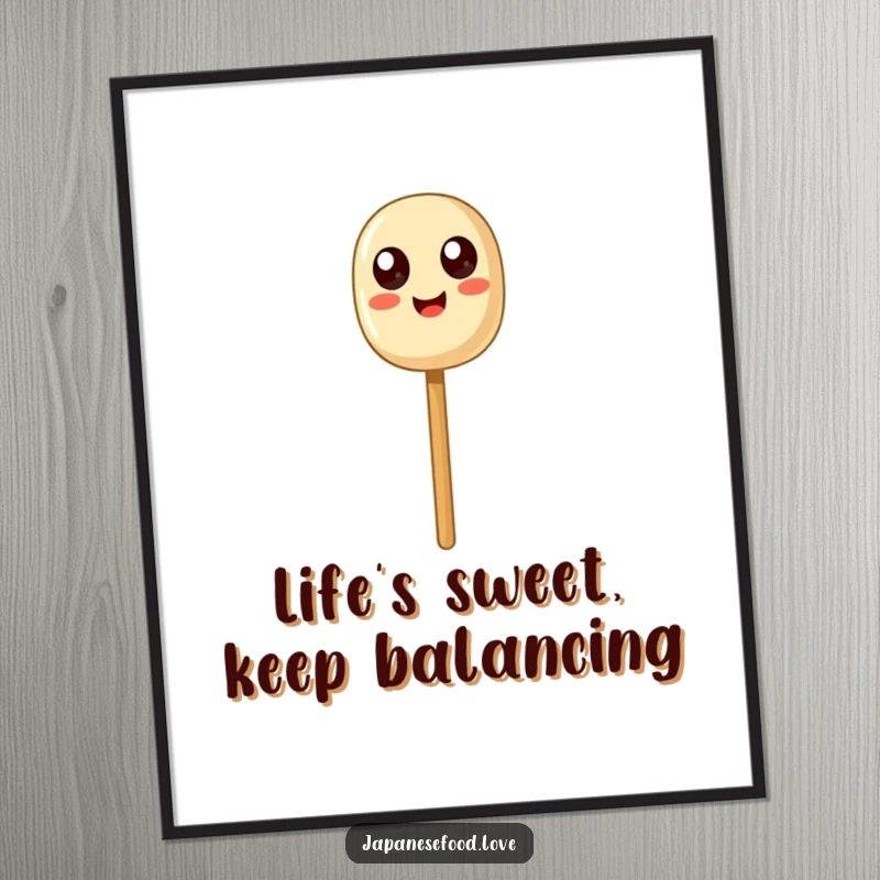Funny Free Printable Wall Art: Happy Dango Skewer Perfectly Balancing on a Chopstick