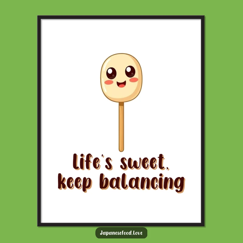 Free Printable Dango Art: Funny Balancing Japanese Treat Downloadable Wall Decor
