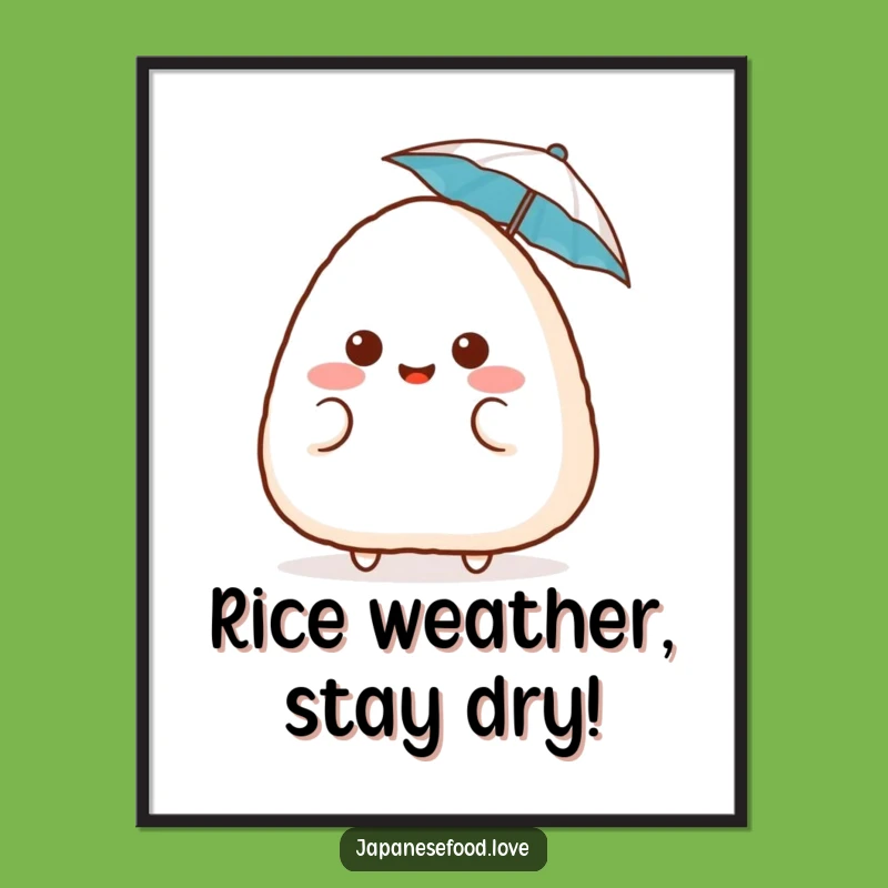 Funny Free Printable Wall Art: Surprised Onigiri Blushing Downloadable Decor