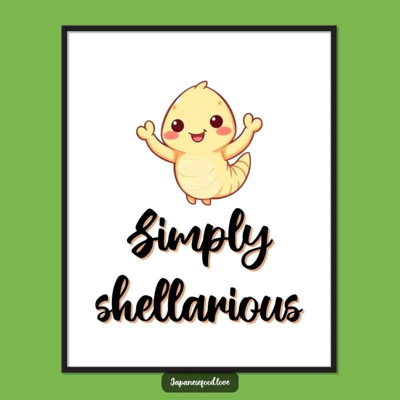 Funny Free Printable Wall Art: Waving Tempura Shrimp Downloadable Decor