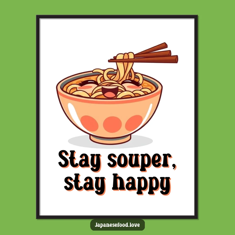 Free Printable Ramen Art: Winking Bowl Downloadable Poster, Funny Food Decor