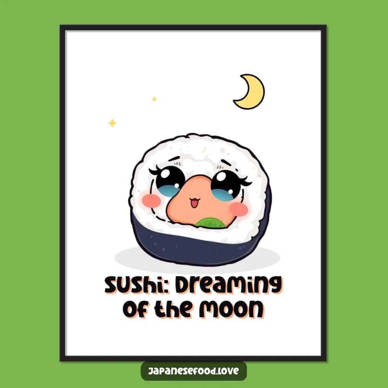 Funny Free Printable Sushi Wall Art: Whimsical Moon Gazer Decor