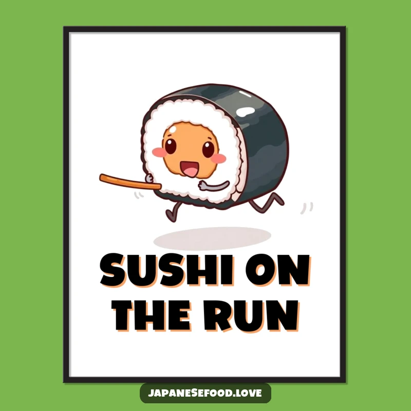 Funny Free Printable Sushi Wall Art: The Great Chopstick Race