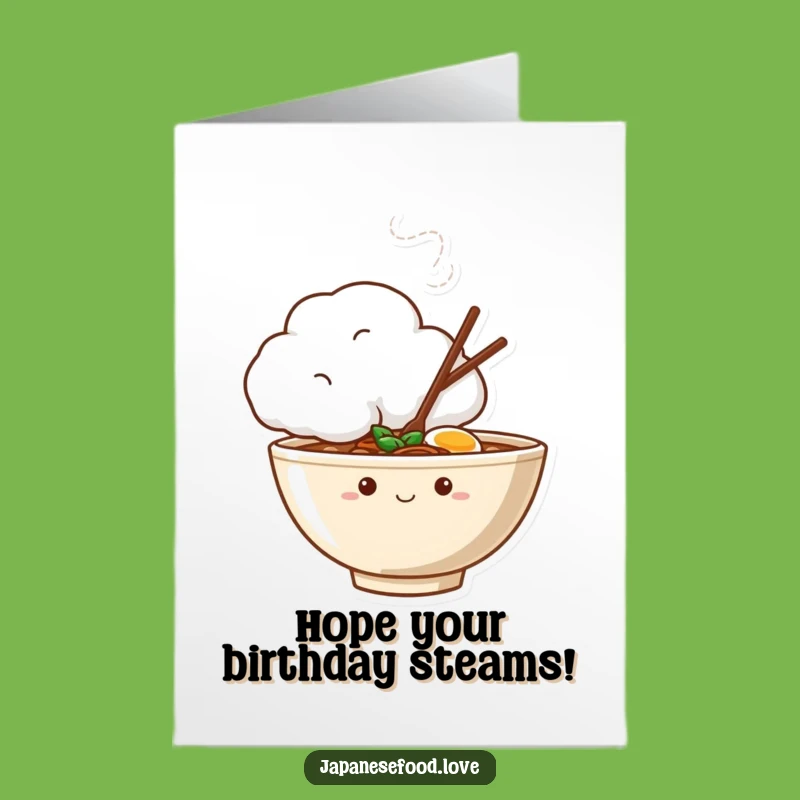 Free Printable Birthday Card: Shy Ramen! A Cute & Funny Downloadable Gift for Noodle Lovers.