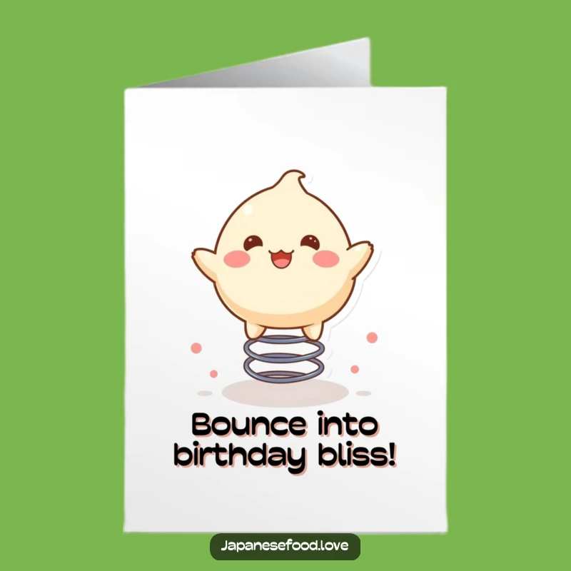 Free Printable Mochi Birthday Card: Bouncing Character Downloadable Greeting, Cute Food