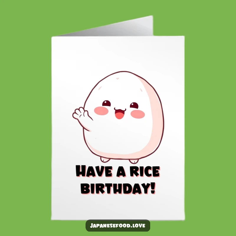 Free Printable Onigiri Birthday Card - Rosy Cheeks Wave Fun Downloadable Gift