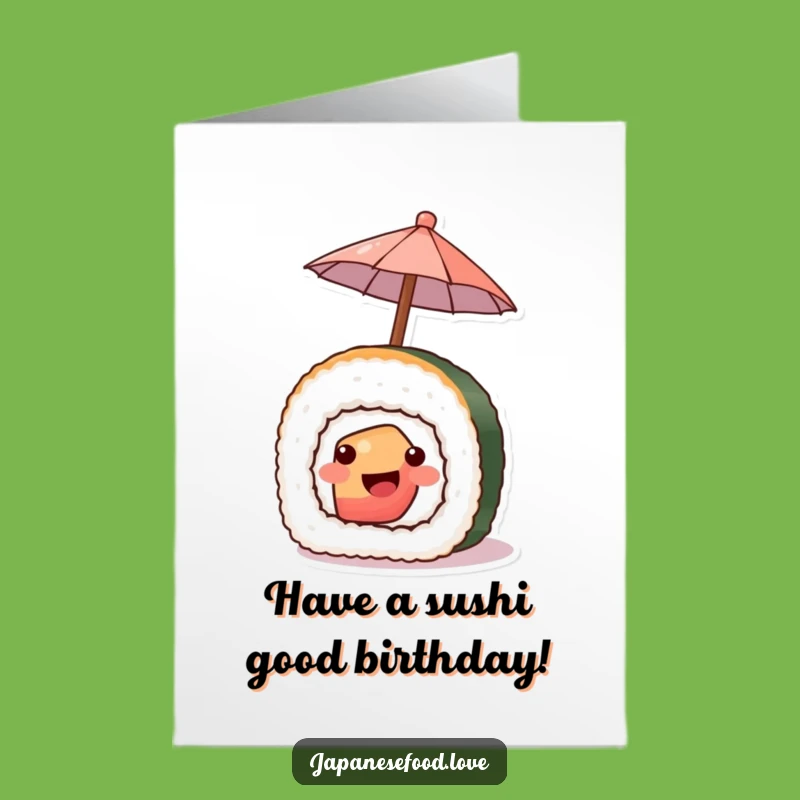 Free Printable Birthday Card: Sushi with Umbrella, Funny Downloadable Gift