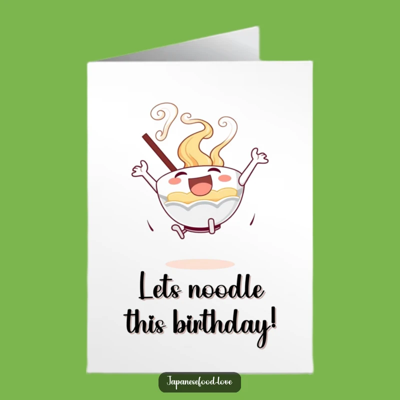 Free Printable Birthday Card: Joyful Ramen Leap - Downloadable Funny Celebration