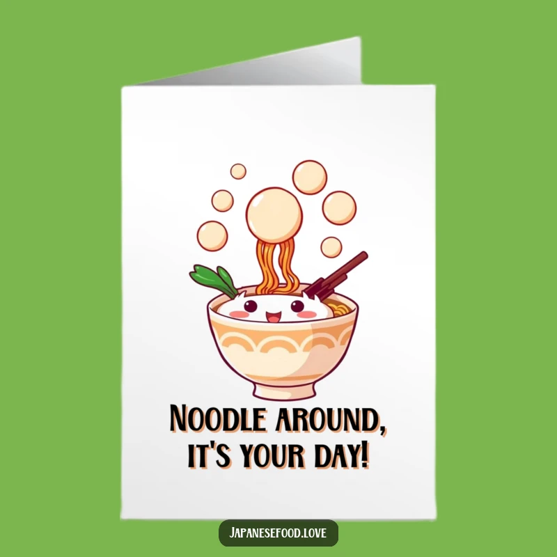 Funny Free Printable Birthday Card: Playful Ramen Dango Catcher - Fun Downloadable Gift!