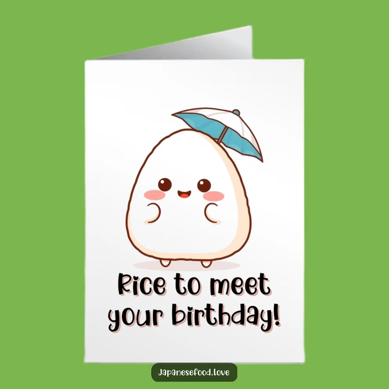 Free Printable Birthday Card: Surprised Onigiri Blushing Funny Downloadable Gift