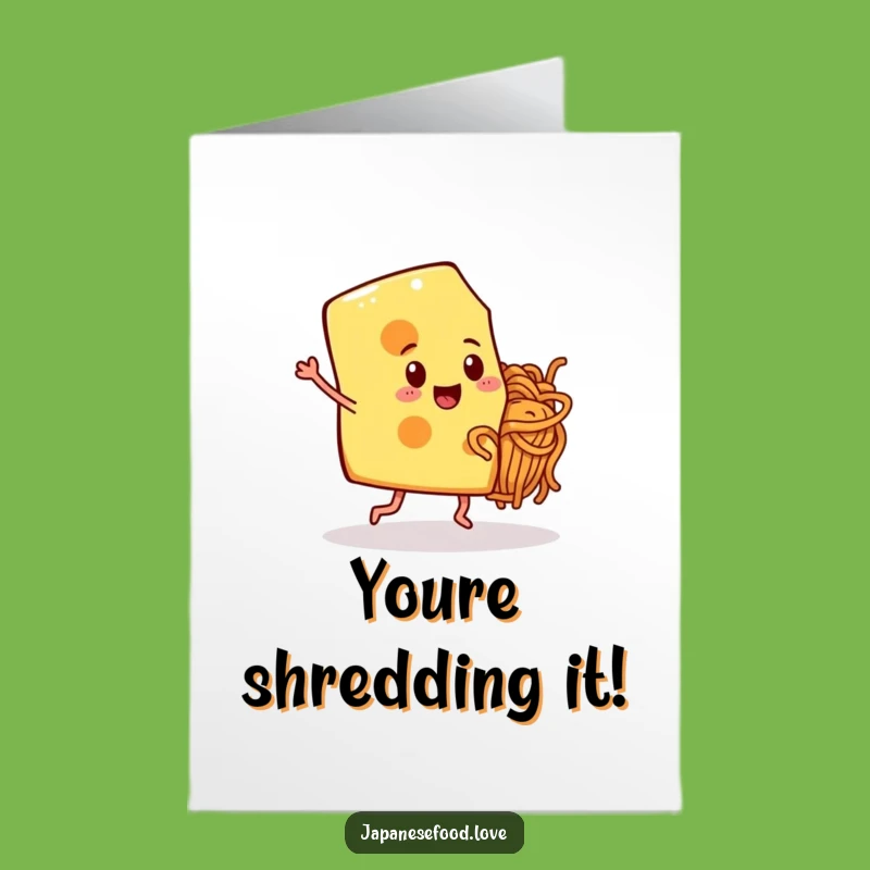 Free Printable Congrats Card: Cheese & Noodle Dance - Downloadable Fun Greeting