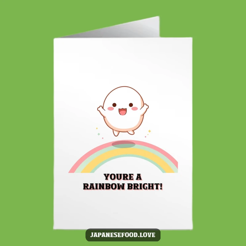Free Printable Mochi Congrats Card: Bouncing Rainbow, Funny Downloadable Gift, DIY