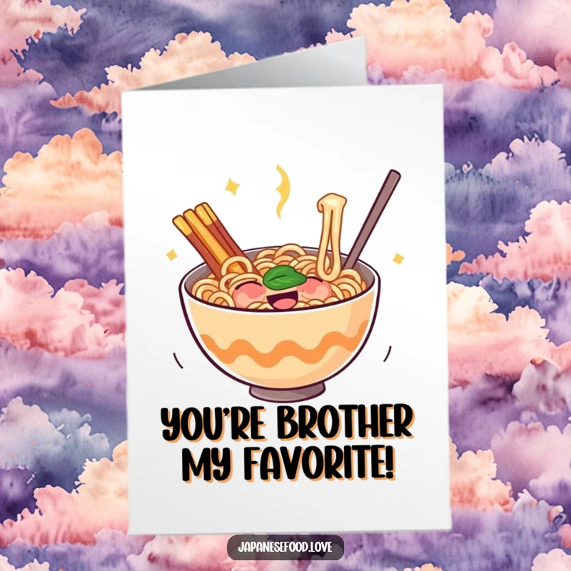 Funny Free Printable Congratulations Card with a bouncing bowl of ramen noodles expressing pure glee, perfect for celebrating success.