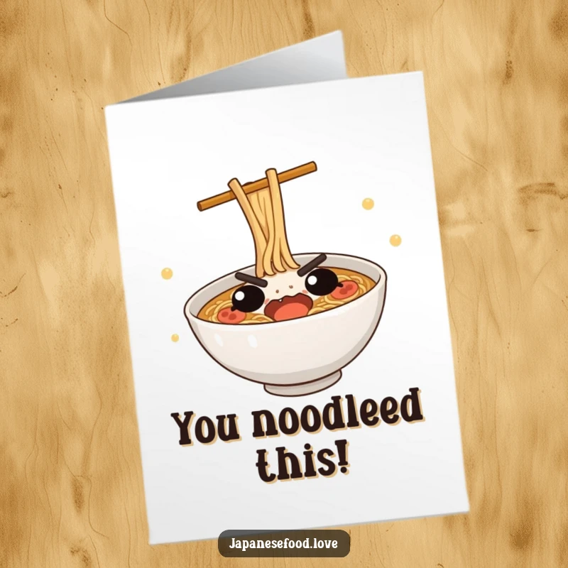 Funny Free Printable Congrats Card: Determined Ramen Bowl Celebrating a Victory
