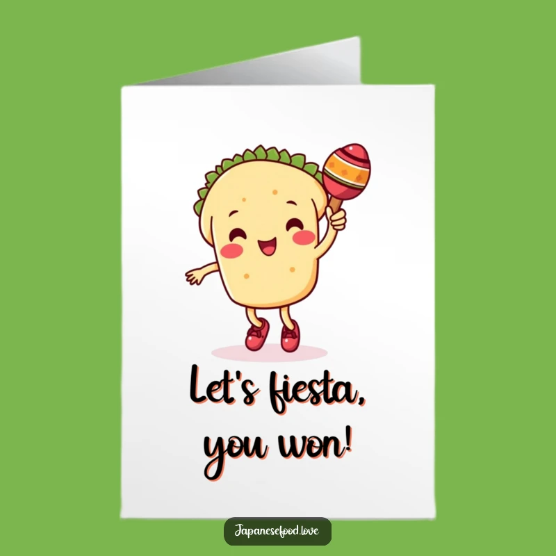 Free Printable Taco Congrats Card: Funny Dancing Maraca Downloadable Fiesta Gift