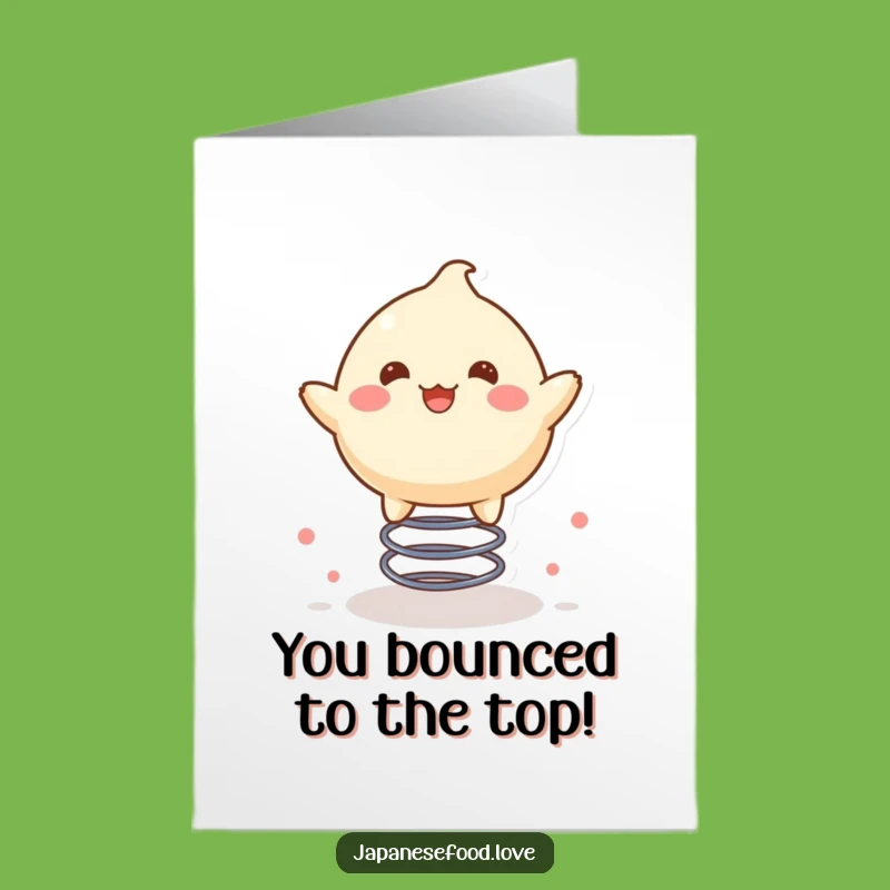 Free Printable Mochi Congrats Card: Bouncing Character Downloadable Celebration, Cute Food