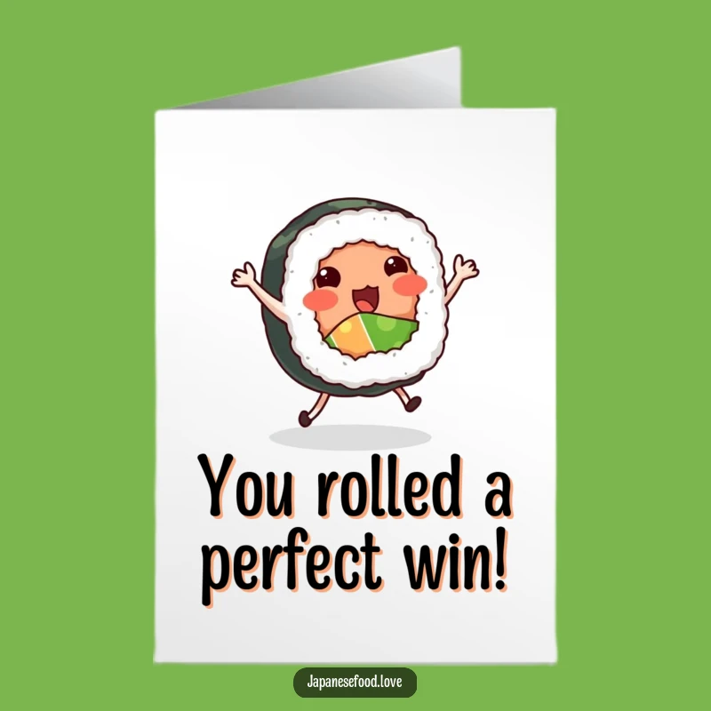 Free Printable Congrats Card: Dancing Sushi Roll Fun Downloadable