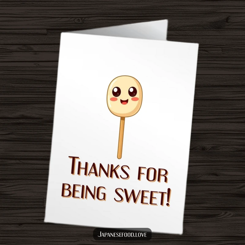 Funny Free Printable Thank You Card: Happy Dango Skewer Balancing with Thanks