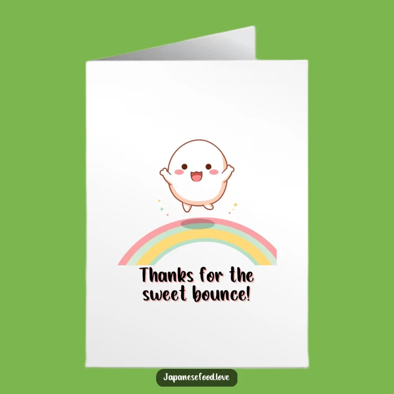 Free Printable Mochi Thank You Card: Rainbow Bounce, Funny Downloadable Gift, DIY