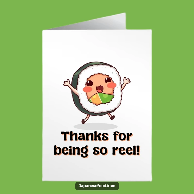 Free Printable Thank You Card: Dancing Sushi Roll Humorous Downloadable