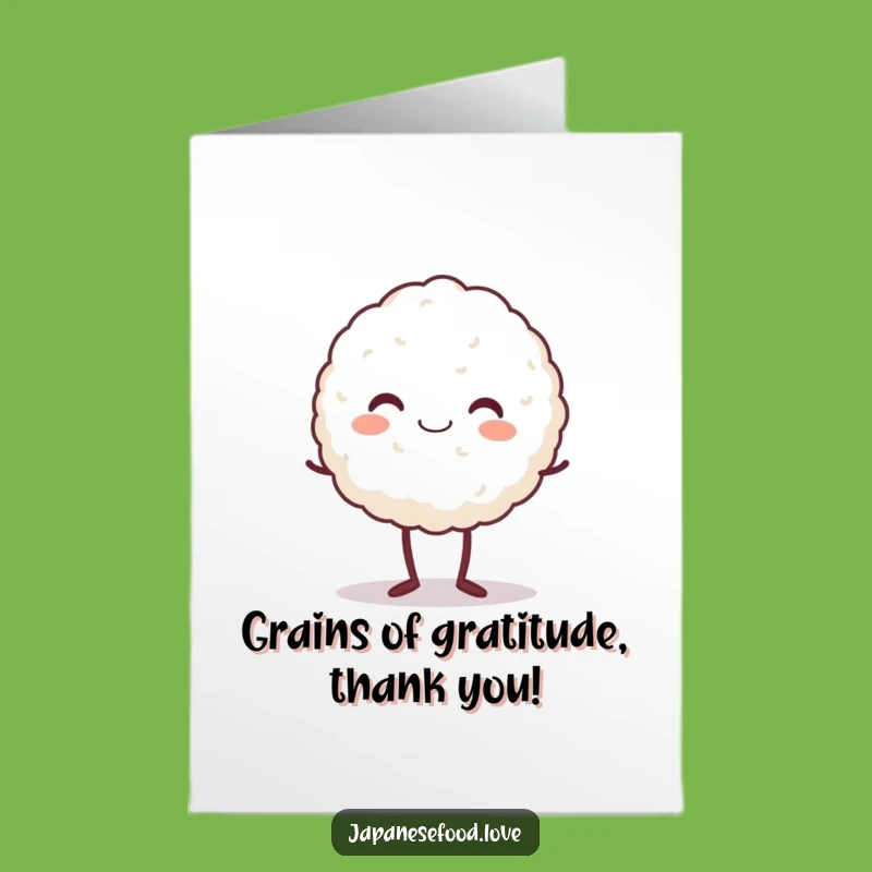 Free Printable Thank You Card: Happy Rice Ball on Tiptoe, Downloadable