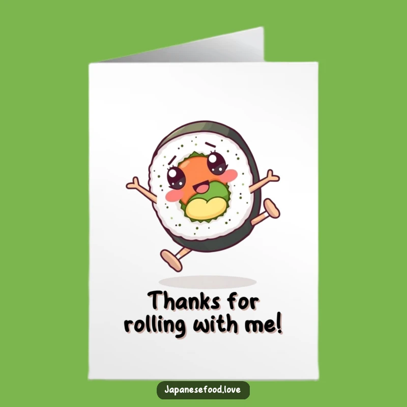 Free Printable Thank You Card: Sushi Cartwheels, Humorous Downloadable Gift