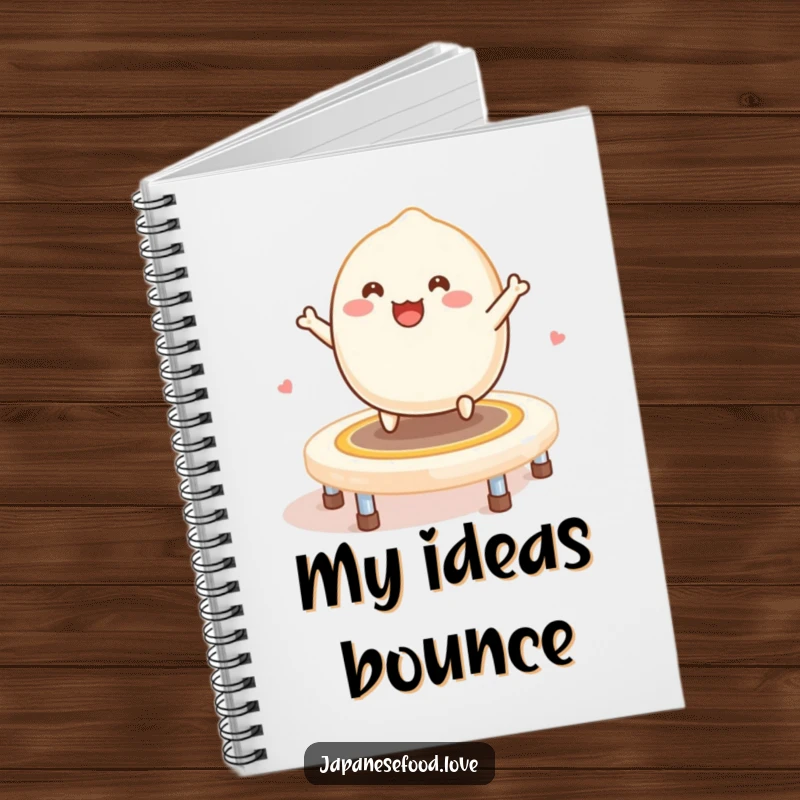 Funny Mochi Trampoline Notebook: A smiling mochi bounces happily on a trampoline made of mochi.