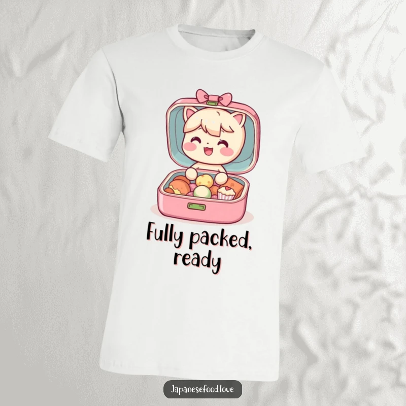 Funny Bento Box T-Shirt: A beaming character joyfully opens to display its tiny, delightful treats, radiating happiness.