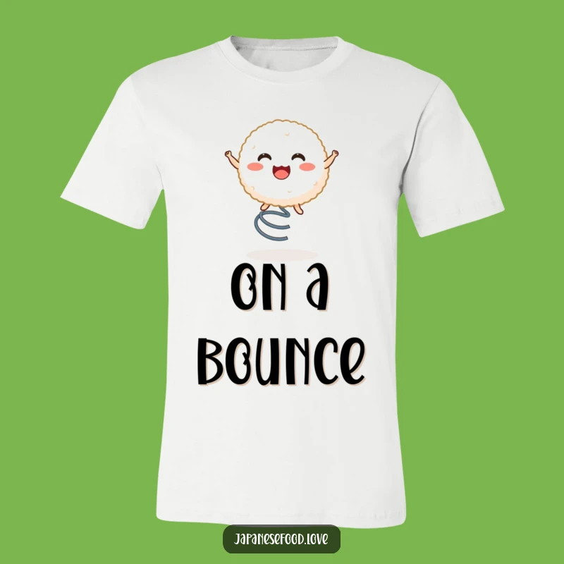 Funny Rice Ball Spring Bounce T-Shirt, Happy Character Tee, Ideal Funny Gift for Food Lovers