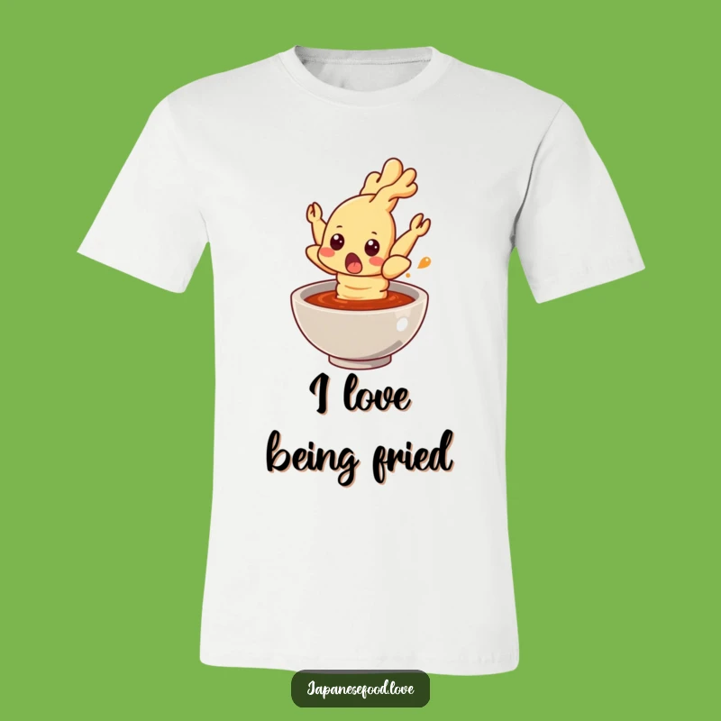 Funny Surprised Tempura Shrimp T-Shirt - Hilarious Jumping Foodie Tee