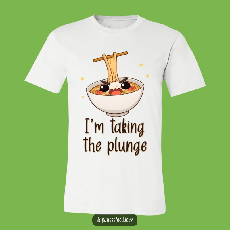 Funny Ramen Dive T-Shirt: Cute Bowl's Determined Dive for a Hilarious Outfit