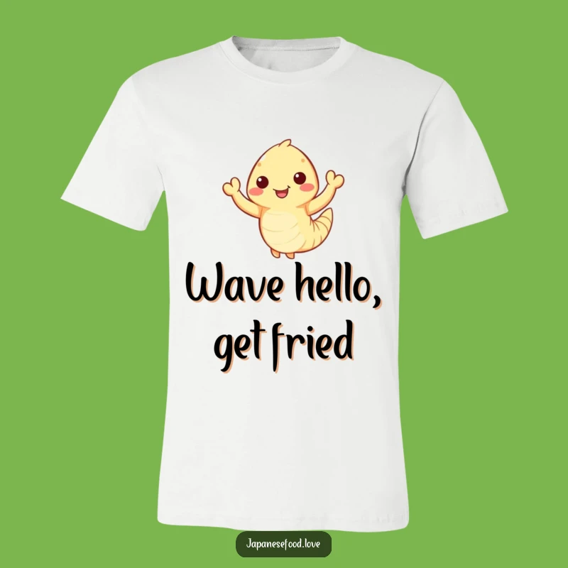 Funny Waving Tempura Shrimp Tee - Joyful Seafood Humor Shirt